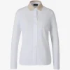 Camasa Peserico Contrast-Collar Long-Sleeve alb