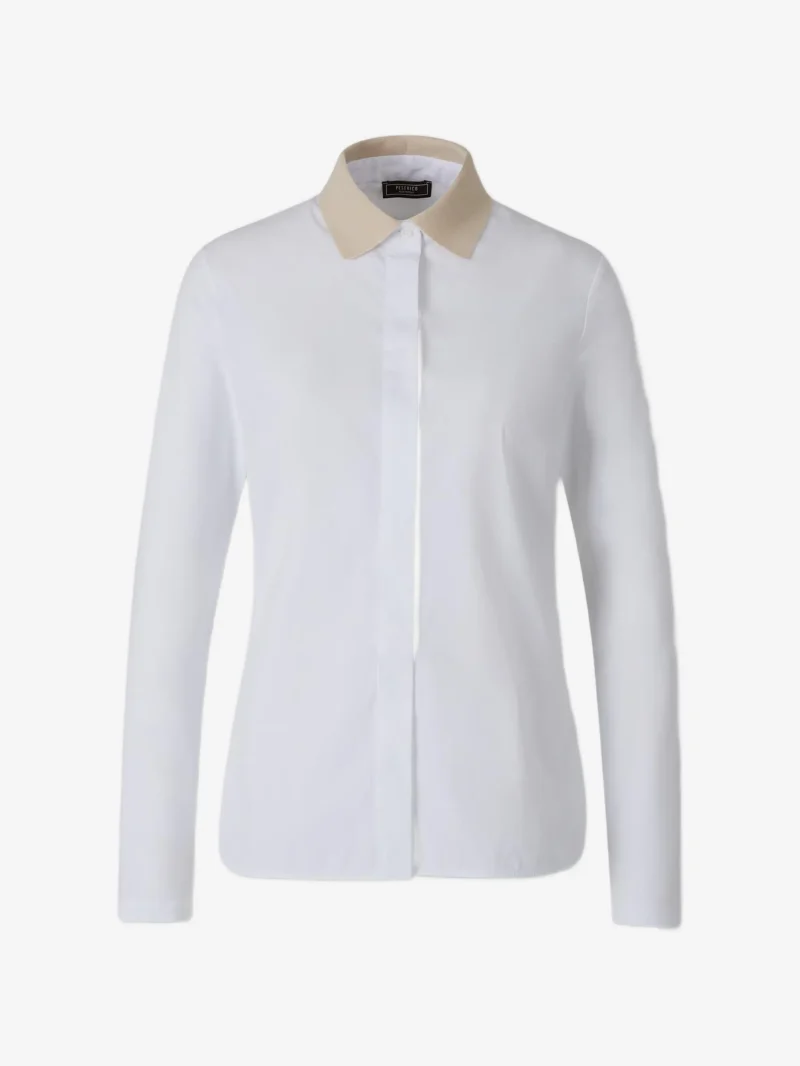 Camasa Peserico Contrast-Collar Long-Sleeve alb