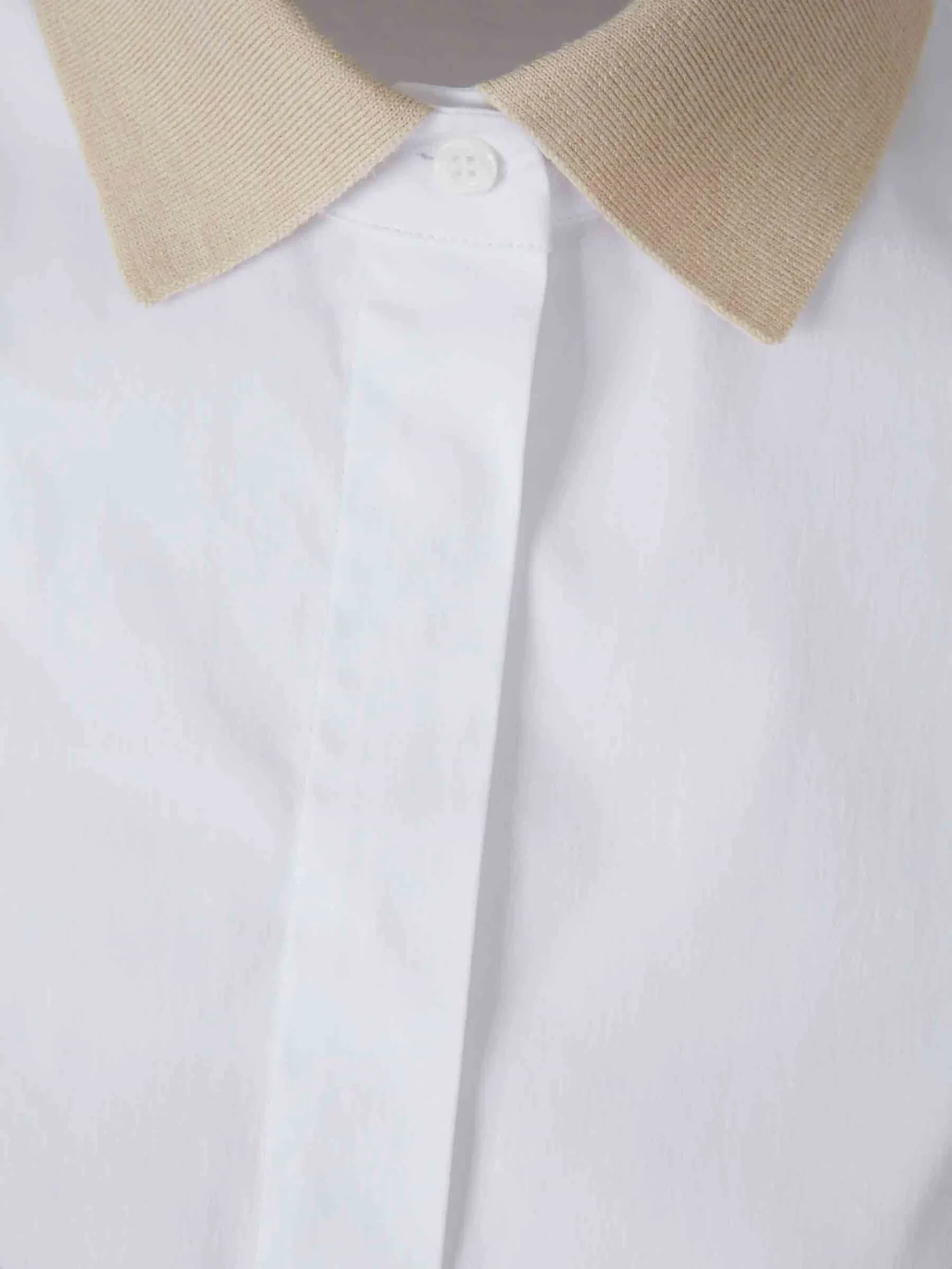 Camasa Peserico Contrast-Collar Long-Sleeve alb - imagine 3
