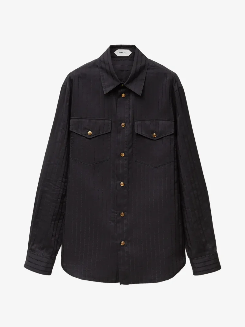 Camasa Versace Jacquard Cotton-Silk Regular negru