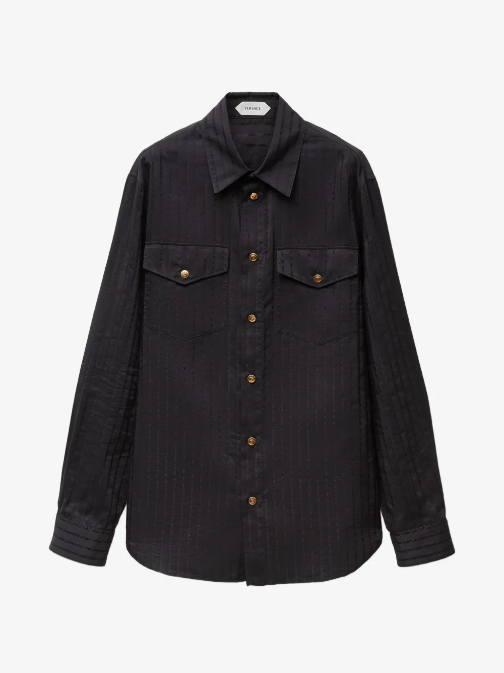Camasa Versace Jacquard Cotton-Silk Regular negru