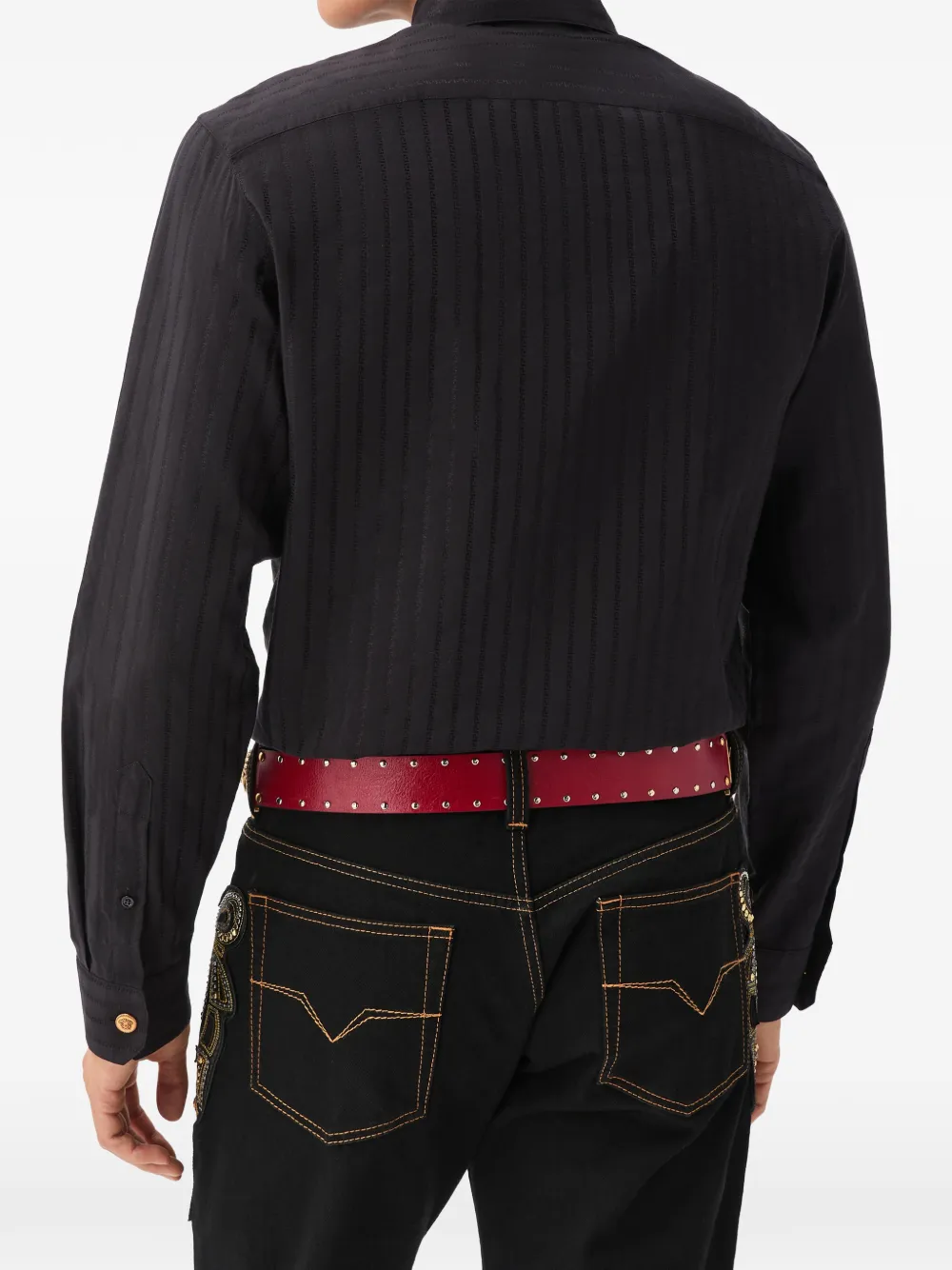 Camasa Versace Jacquard Cotton-Silk Regular negru - imagine 2