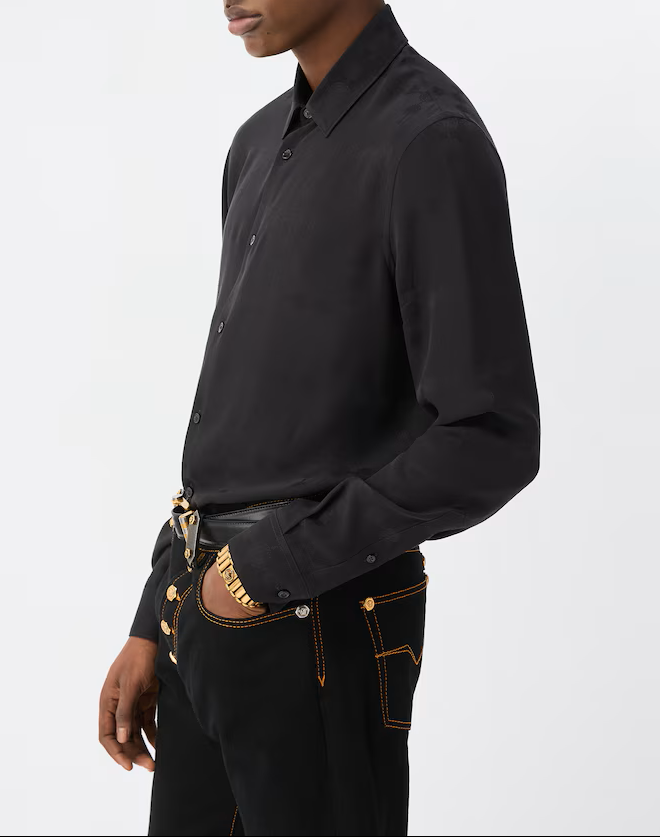 Alternative view of Camasa Versace Jacquard Silk Crepe Satin Silk negru