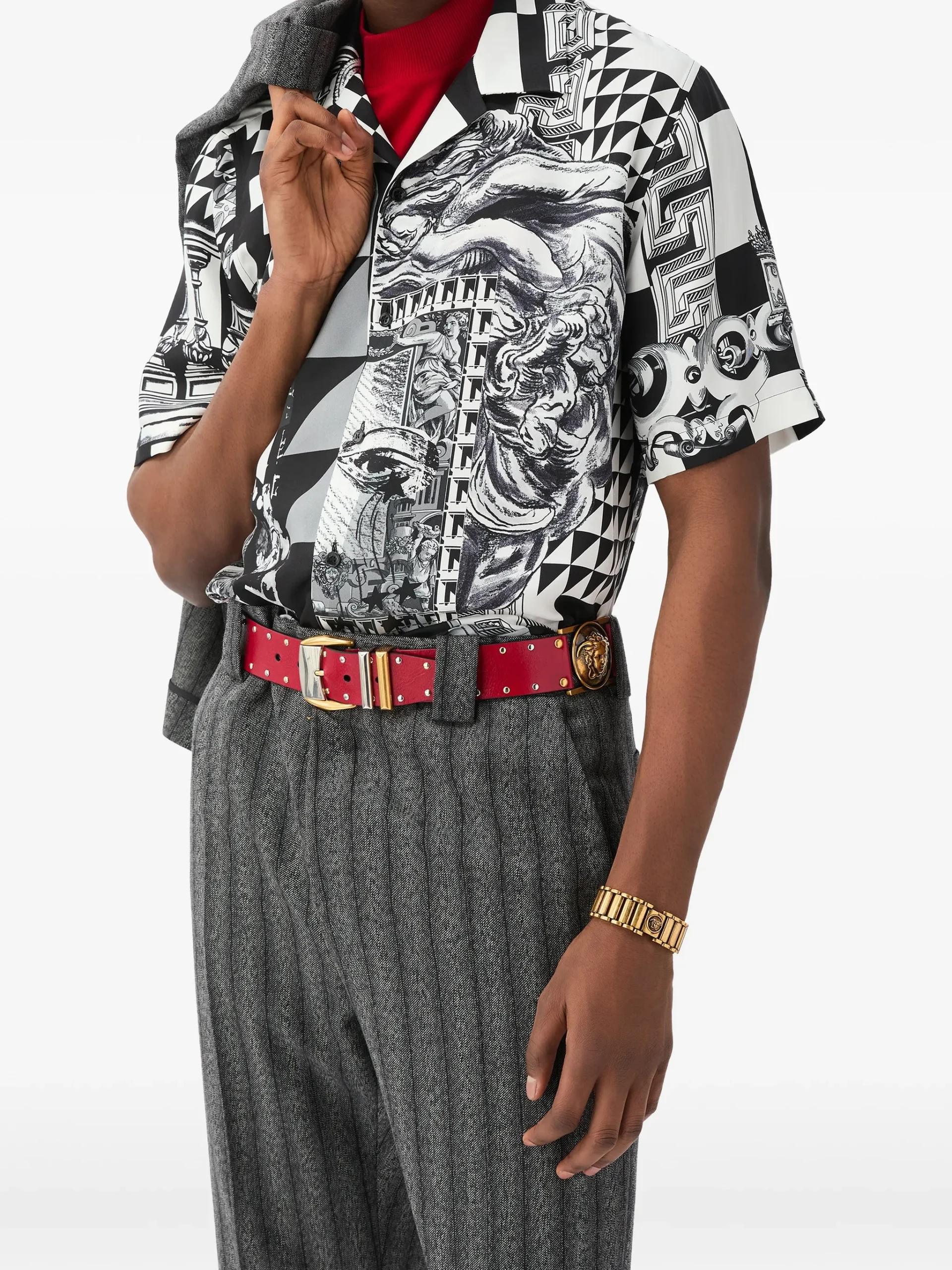 Camasa Versace Medusa Collage Silk alb - imagine 3