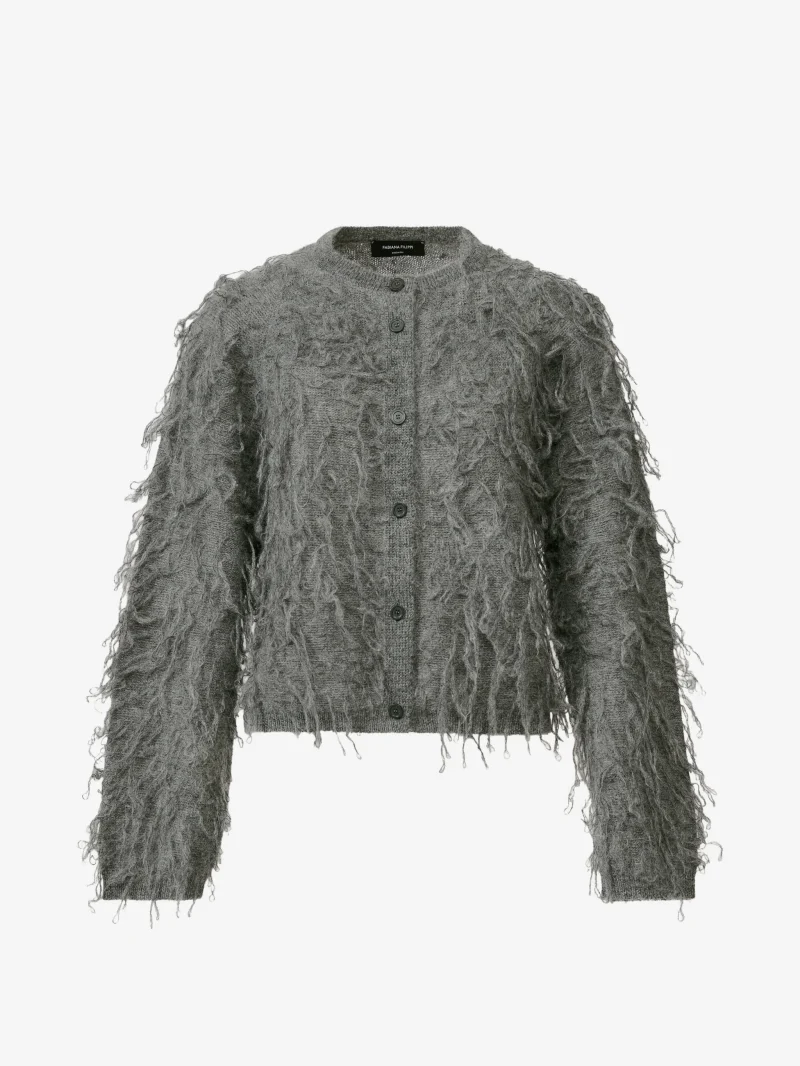 Cardigan Fabiana Filippi fringed knit gri