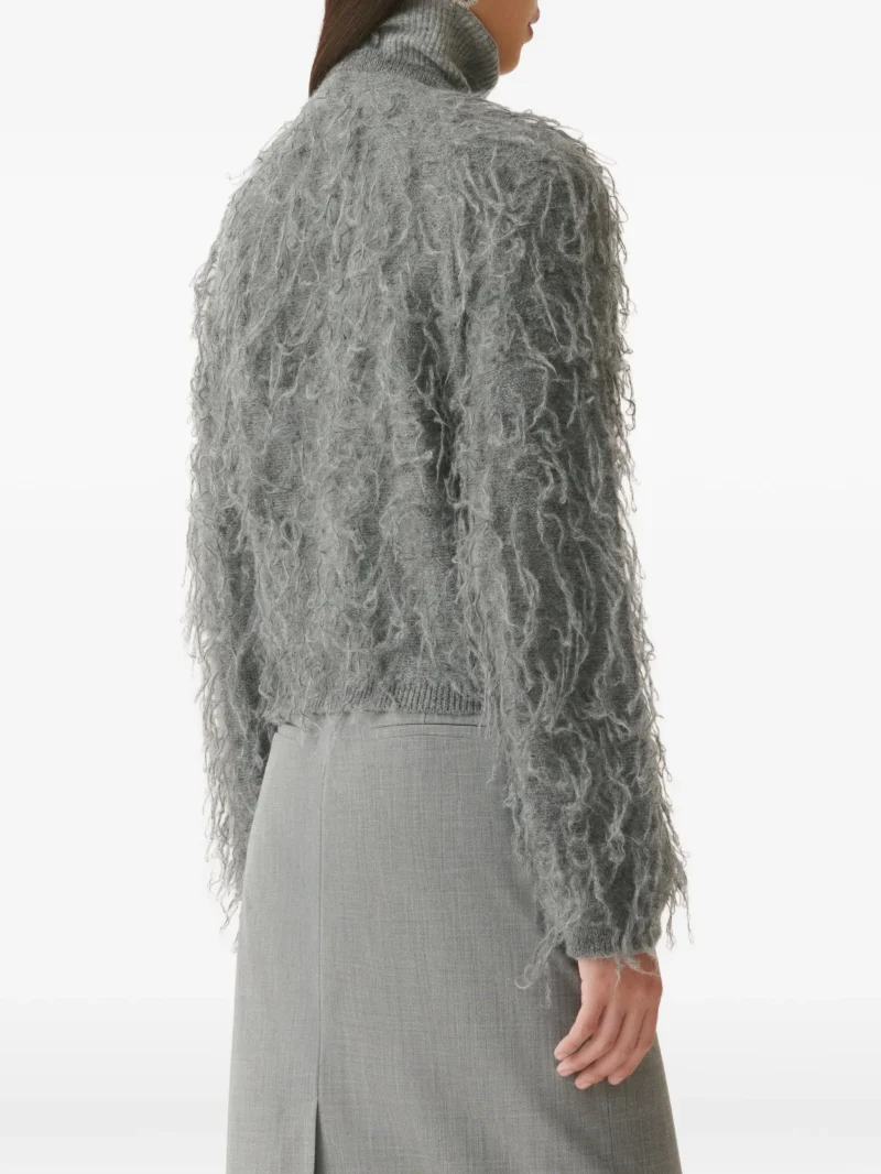 Cardigan Fabiana Filippi fringed knit gri - imagine 4