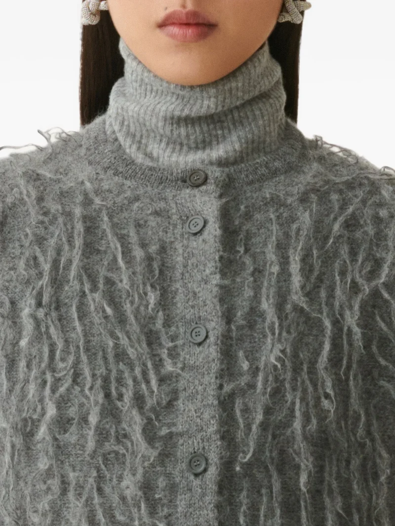 Cardigan Fabiana Filippi fringed knit gri - imagine 3
