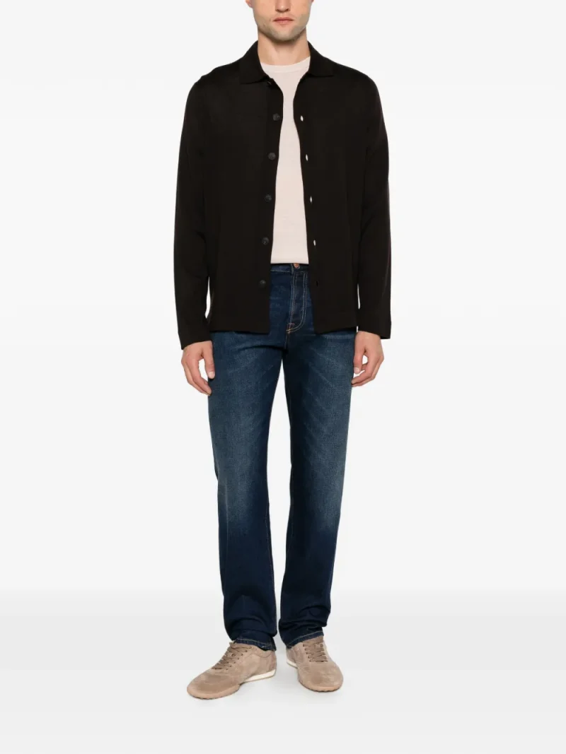 Cardigan Gran Sasso Button-Up Collared maro - imagine 4