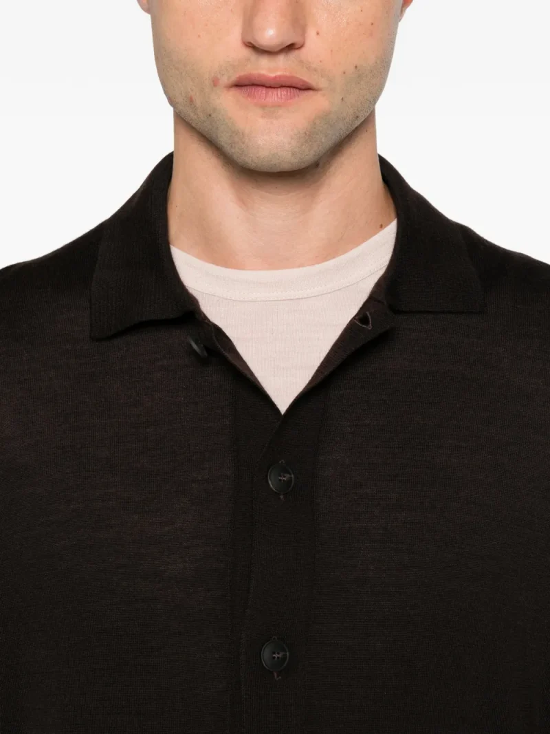 Cardigan Gran Sasso Button-Up Collared maro - imagine 5