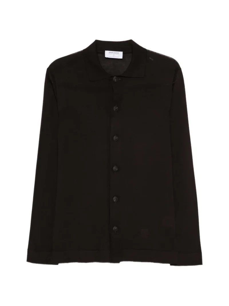 Cardigan Gran Sasso Button-Up Collared maro