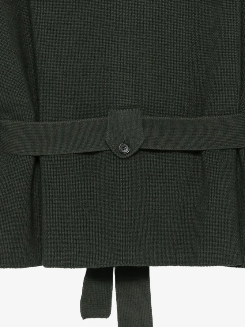 Cardigan Lorena Antoniazzi belted ribbed-knit verde - imagine 3