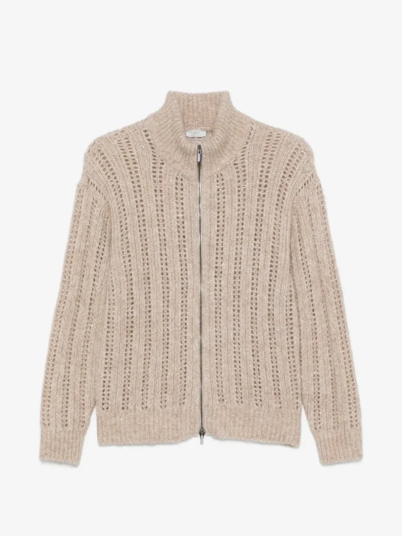 Cardigan Peserico Open-Knit Zip-Up bej