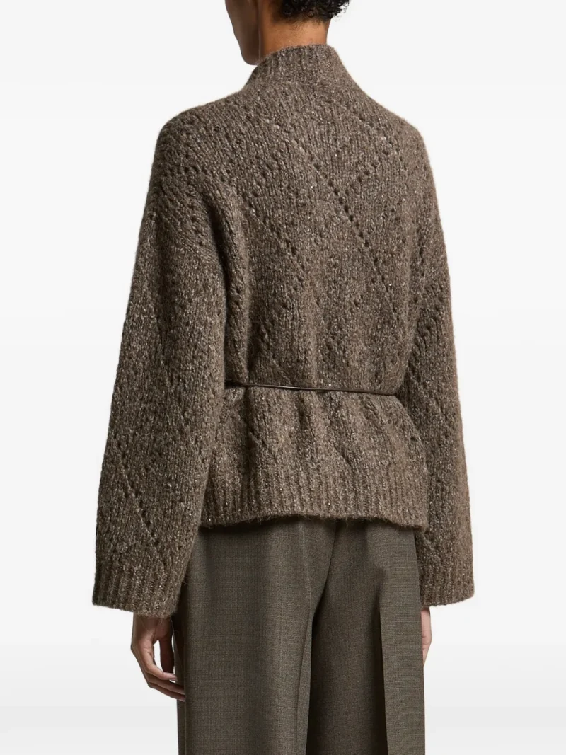 Alternative view of Cardigan Peserico Sequin-Embellished Blted bej