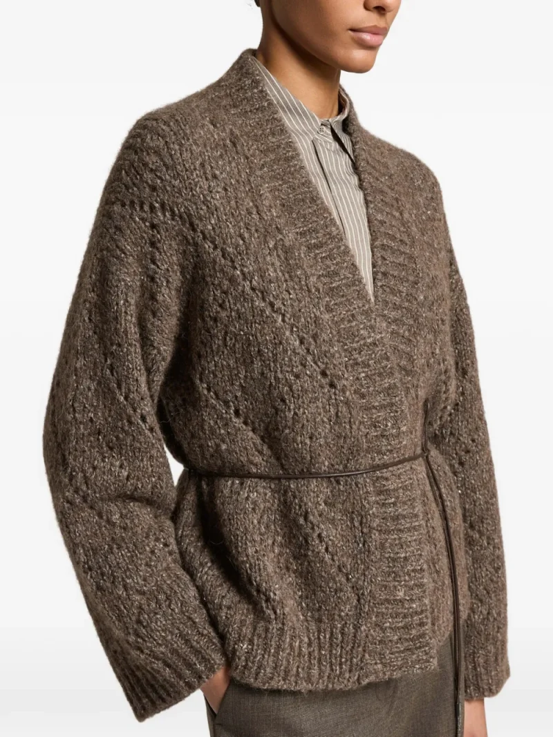 Cardigan Peserico Sequin-Embellished Blted bej - imagine 3