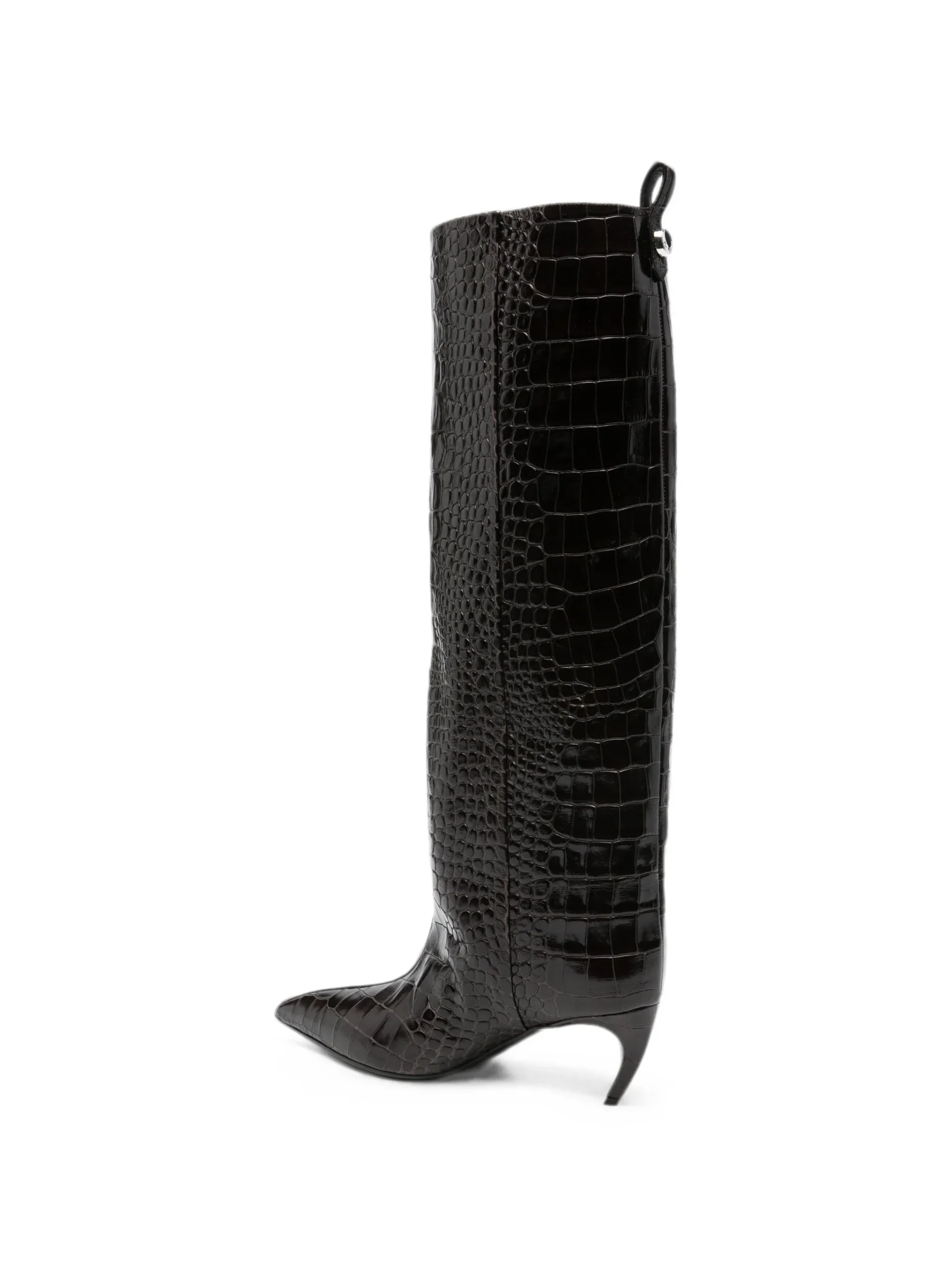 Cizme The Attico Lea Croc-Print Pointed maro - imagine 2