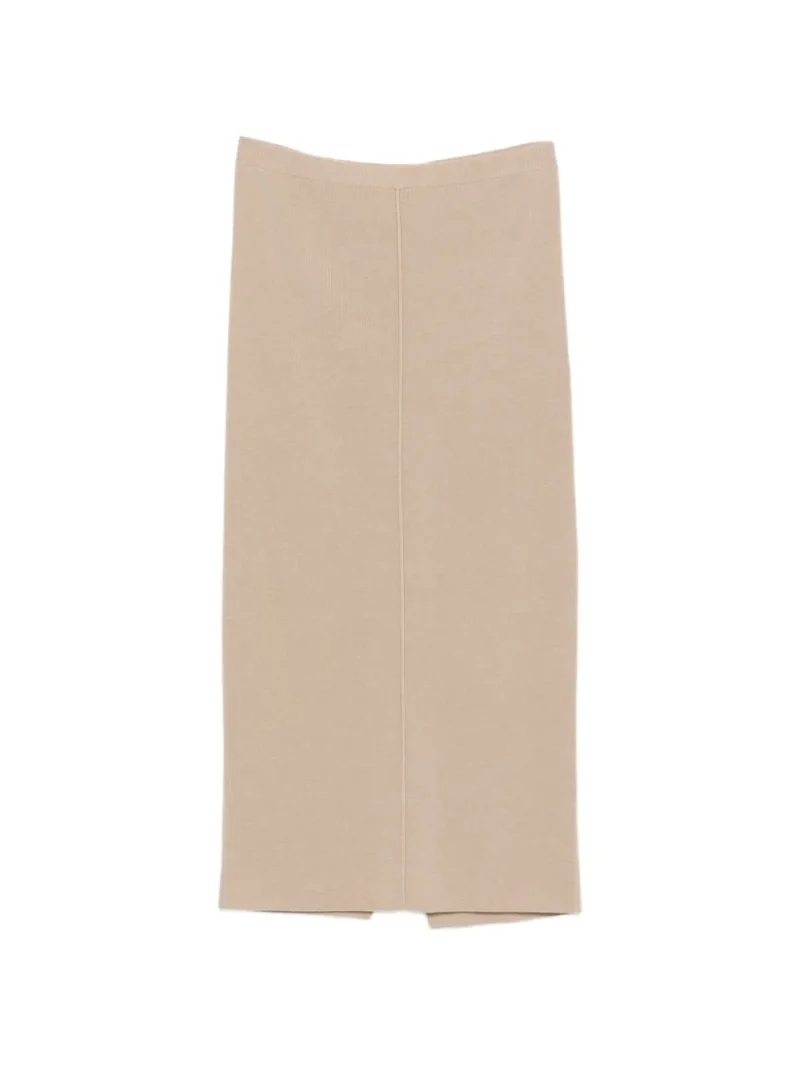 Fusta Antonelli Ribbed-Knit Rear-Slit bej