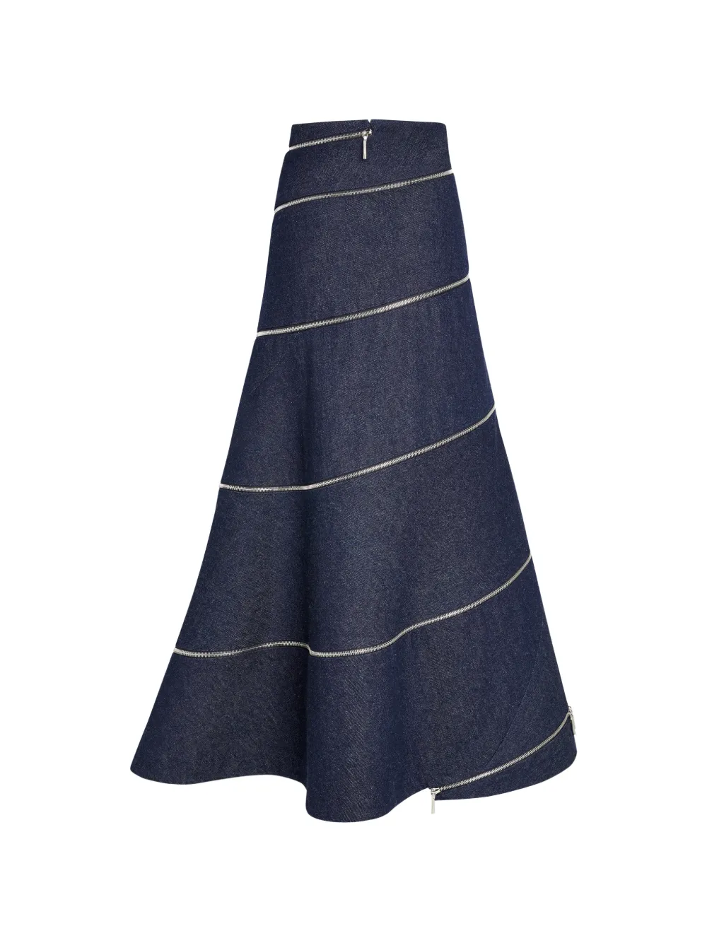 Fusta midi A.W.A.K.E. Mode multi-zip denim albastru - imagine 2