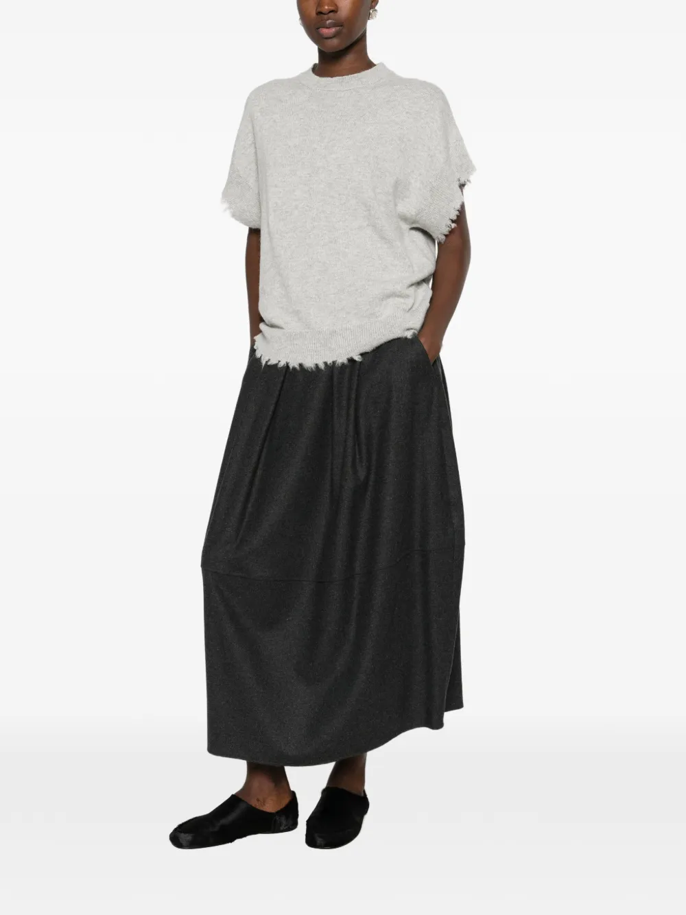 Fusta midi Antonelli Pleated-Detail gri - imagine 4