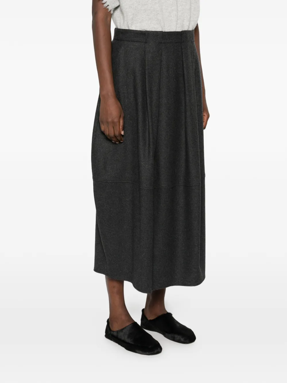Fusta midi Antonelli Pleated-Detail gri - imagine 3