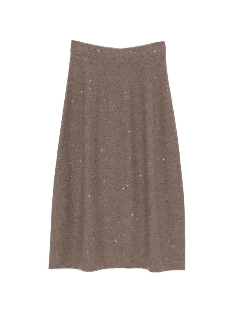 Fusta midi Antonelli Sequin-Embellished Knitted maro