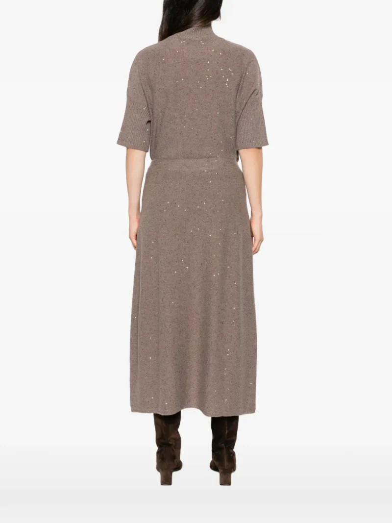 Alternative view of Fusta midi Antonelli Sequin-Embellished Knitted maro
