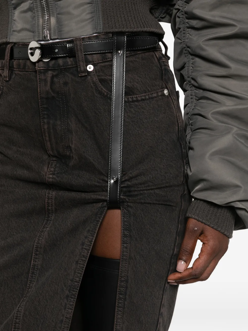 Fusta mini Coperni Buckled Slit-Detail maro - imagine 5