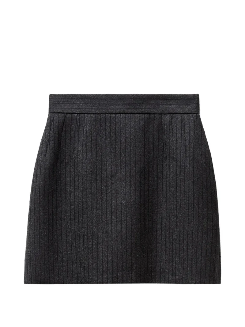 Fusta mini Versace Pinstripe Wool Twill gri