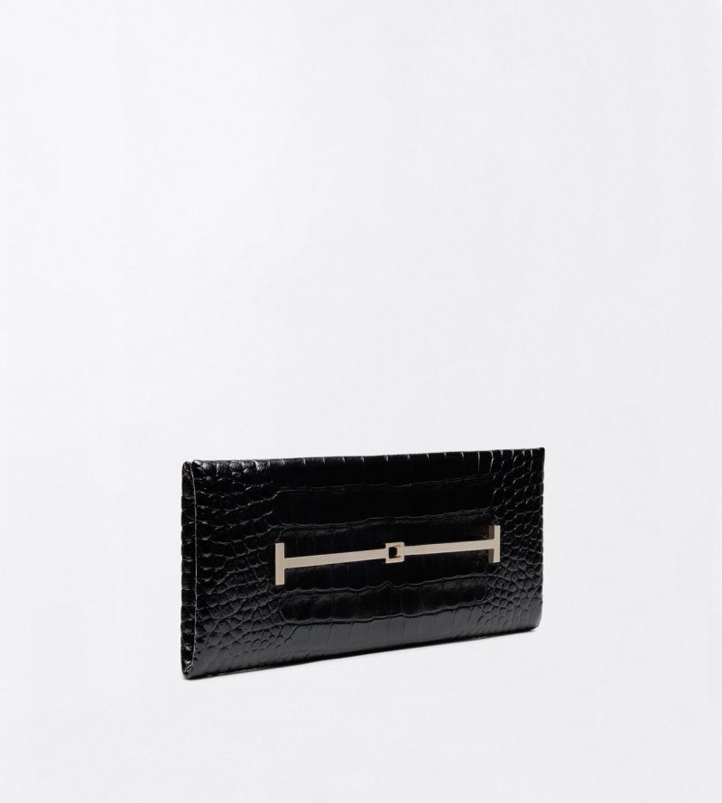 Geanta Arc Clutch TOM FORD Tumbled Printed Crocodile negru - imagine 3