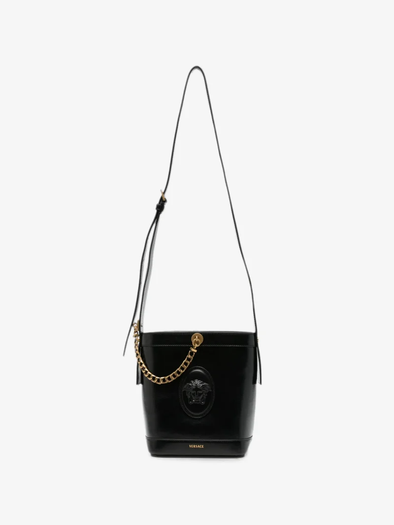 Geanta Versace Pivot mini Bucket negru