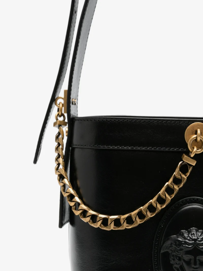Geanta Versace Pivot mini Bucket negru - imagine 3