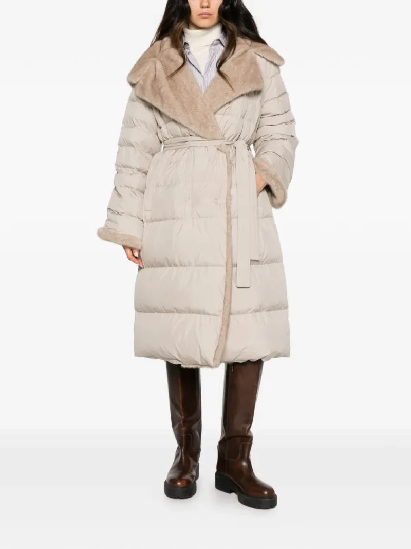 Jacheta Antonelli Fur-Trim Quilted bej - imagine 3