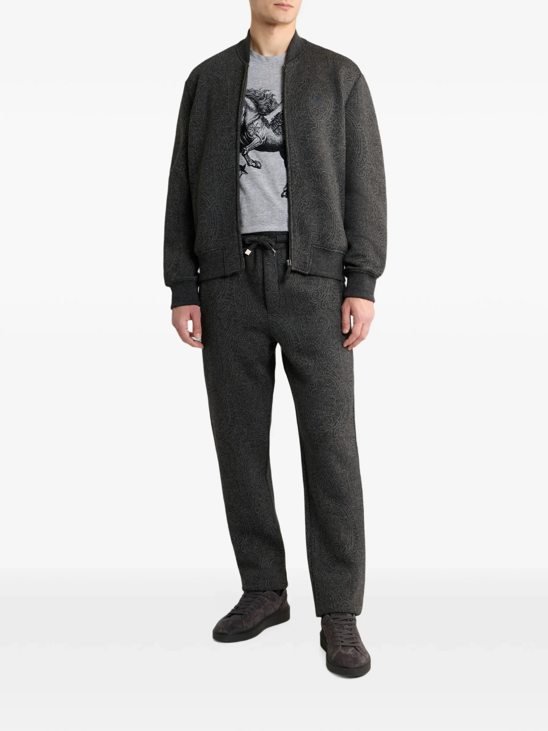 Jacheta ETRO Jacquard bomber Arnica Motif gri - imagine 3