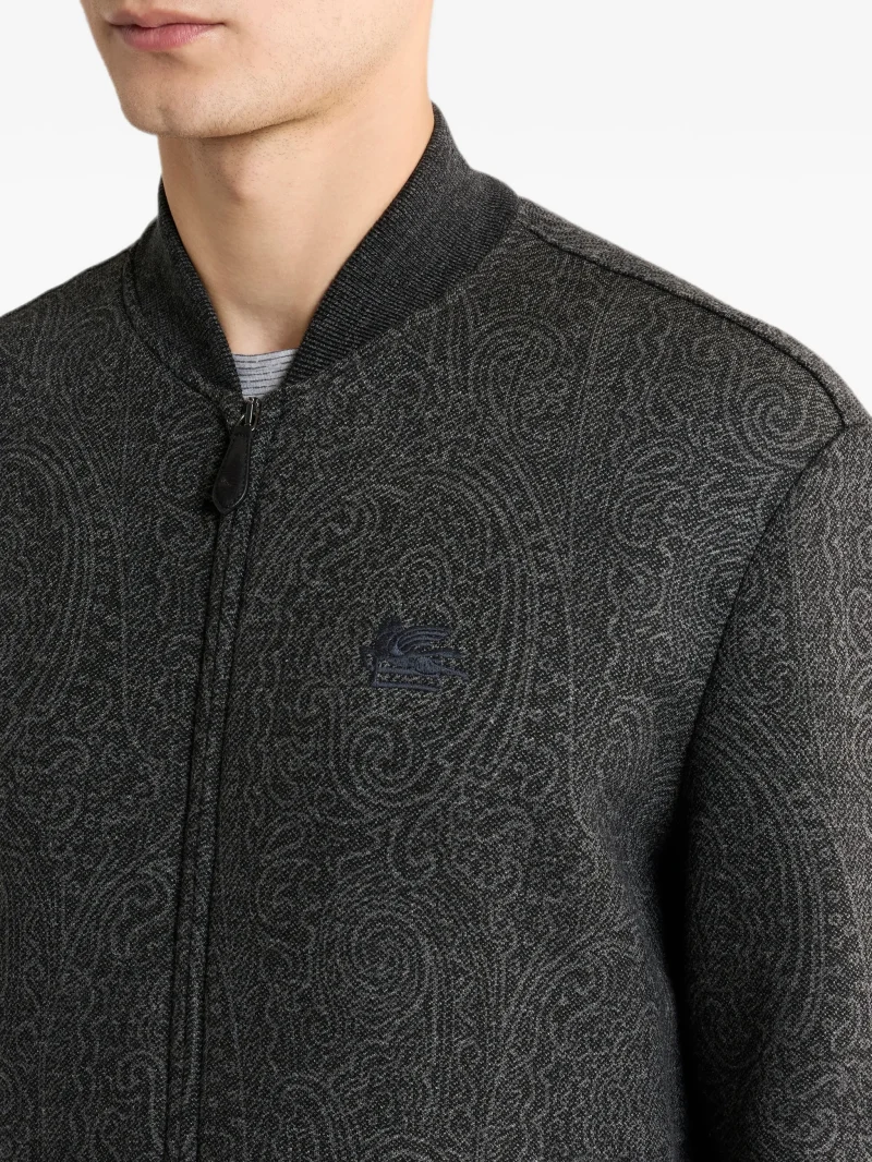 Jacheta ETRO Jacquard bomber Arnica Motif gri - imagine 4
