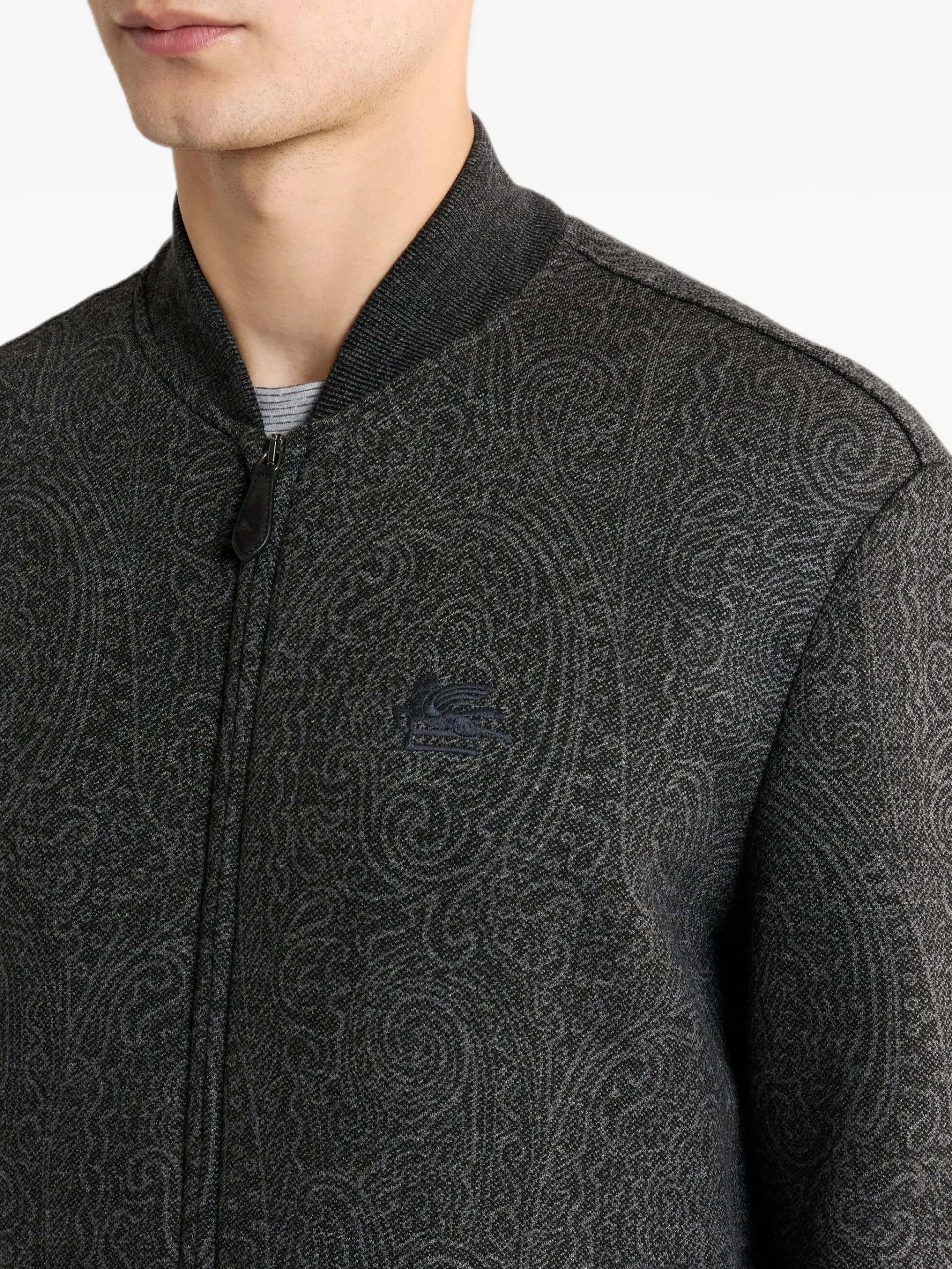 Jacheta ETRO Jacquard bomber Arnica Motif gri - imagine 4