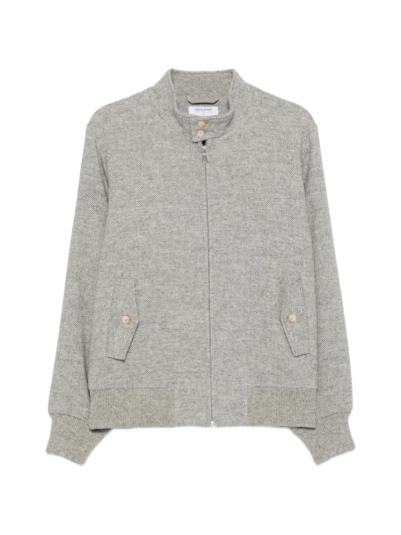Jacheta Gran Sasso Herringbone-Knit Wool gri