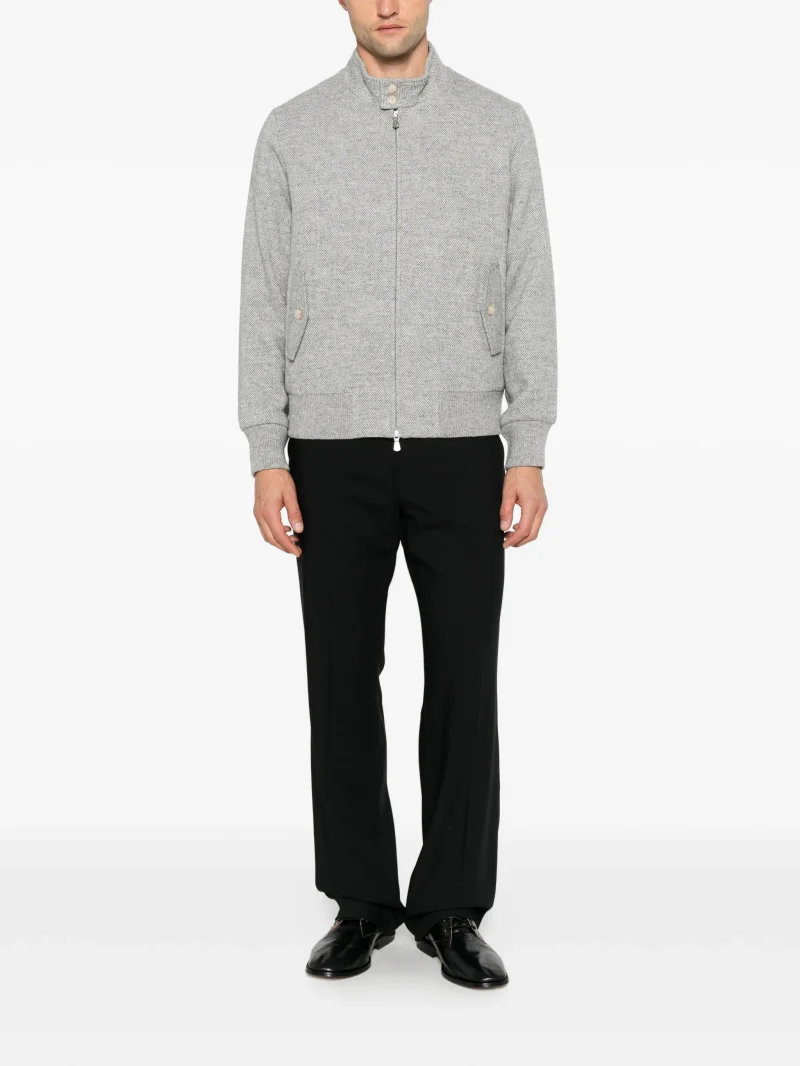 Jacheta Gran Sasso Herringbone-Knit Wool gri - imagine 4