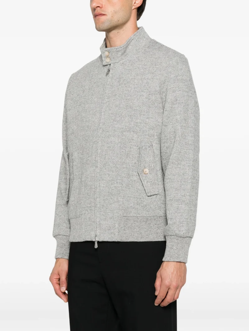 Jacheta Gran Sasso Herringbone-Knit Wool gri - imagine 3