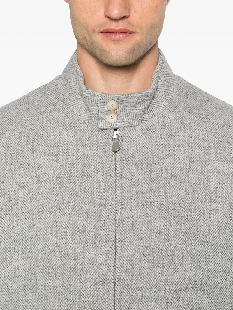 Jacheta Gran Sasso Herringbone-Knit Wool gri - imagine 5
