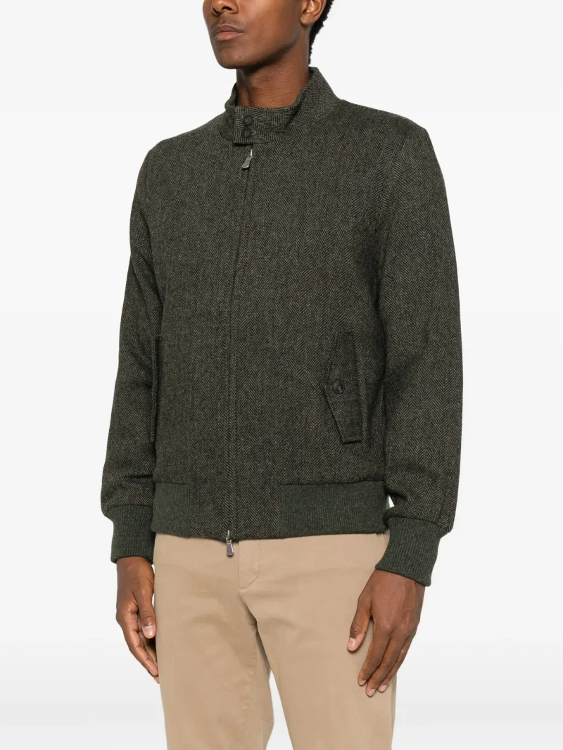 Jacheta Gran Sasso Herringbone-Pattern Virgin Wool khaki - imagine 5