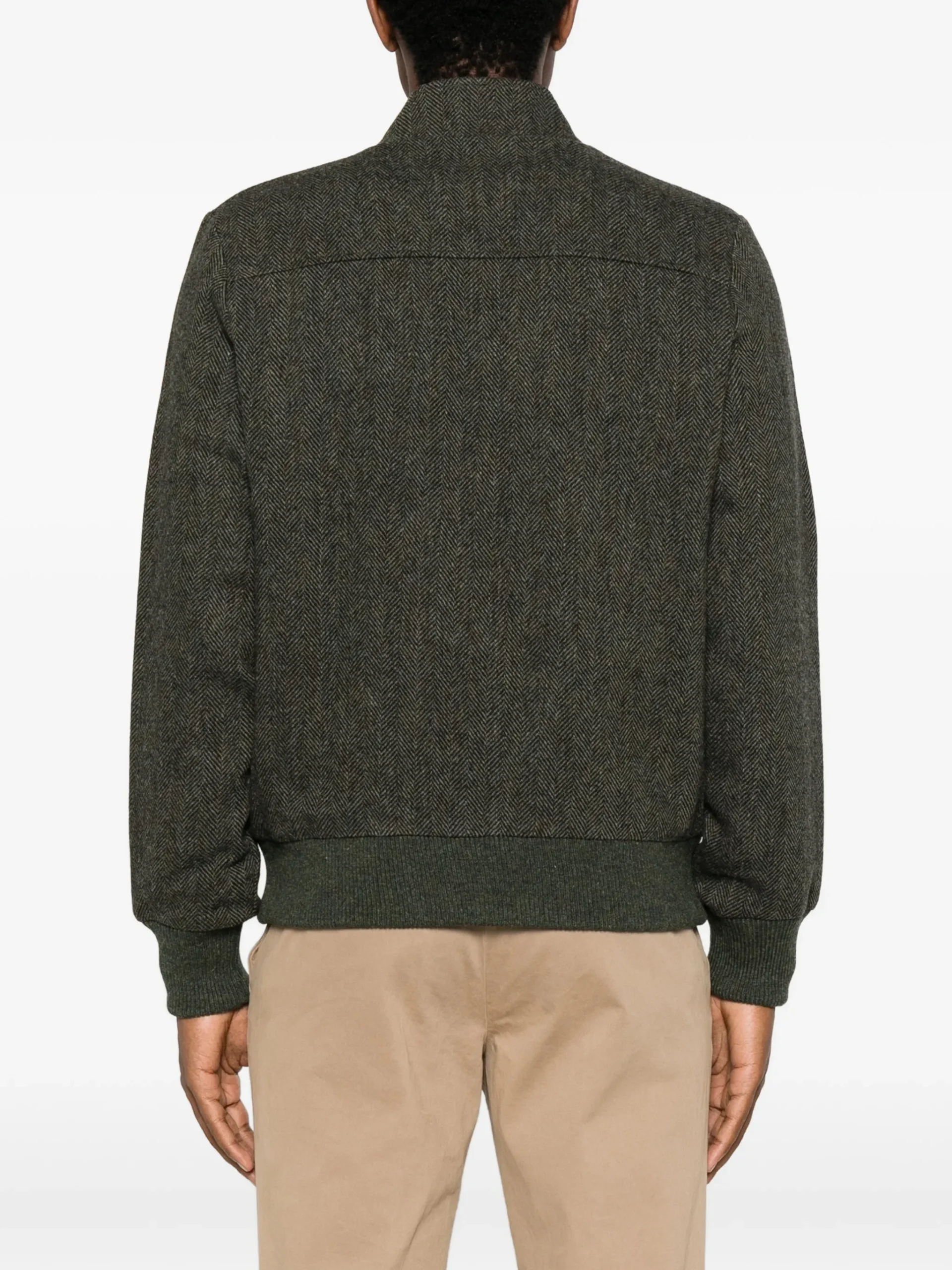 Jacheta Gran Sasso Herringbone-Pattern Virgin Wool khaki - imagine 3