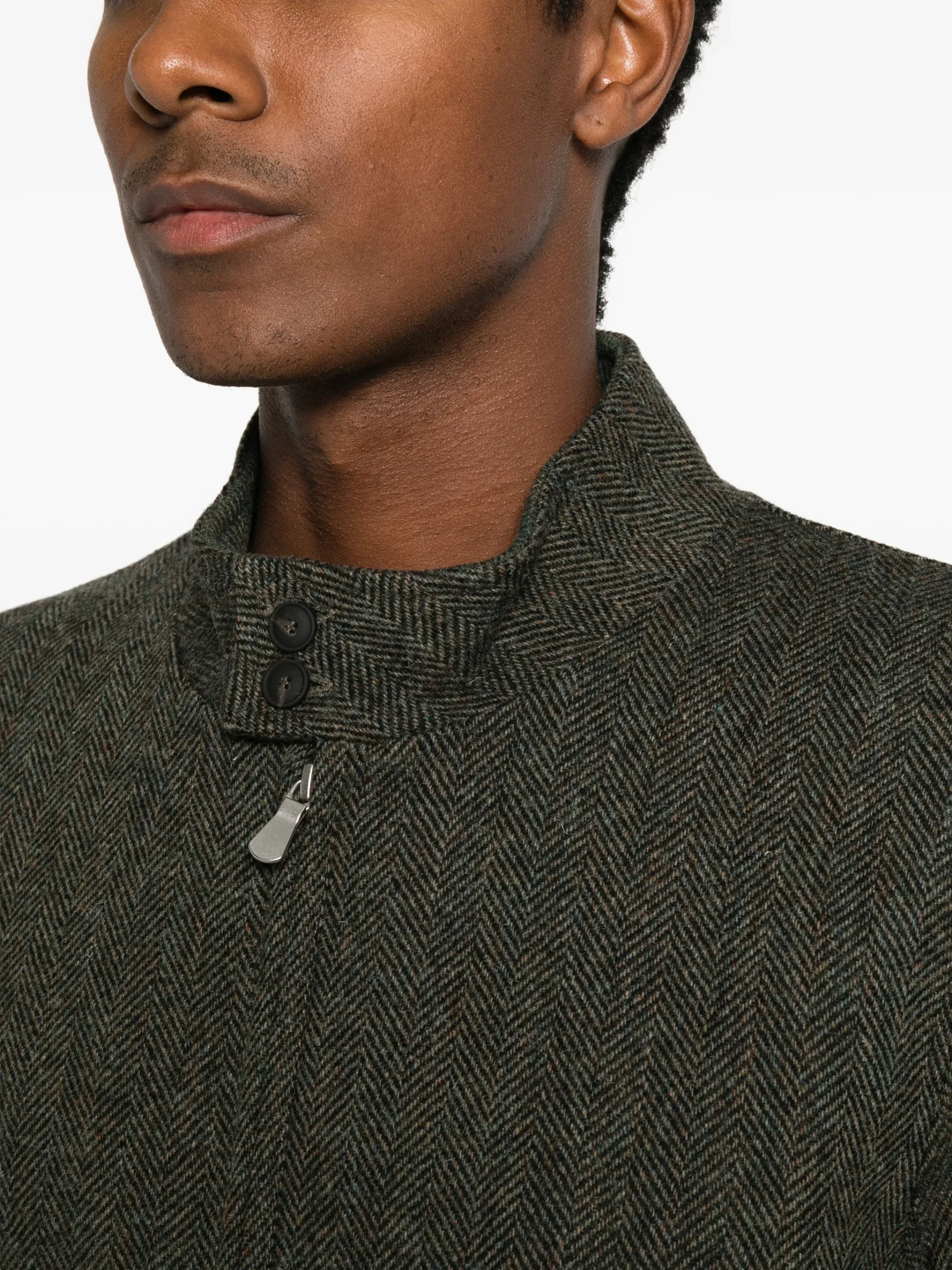 Jacheta Gran Sasso Herringbone-Pattern Virgin Wool khaki - imagine 6
