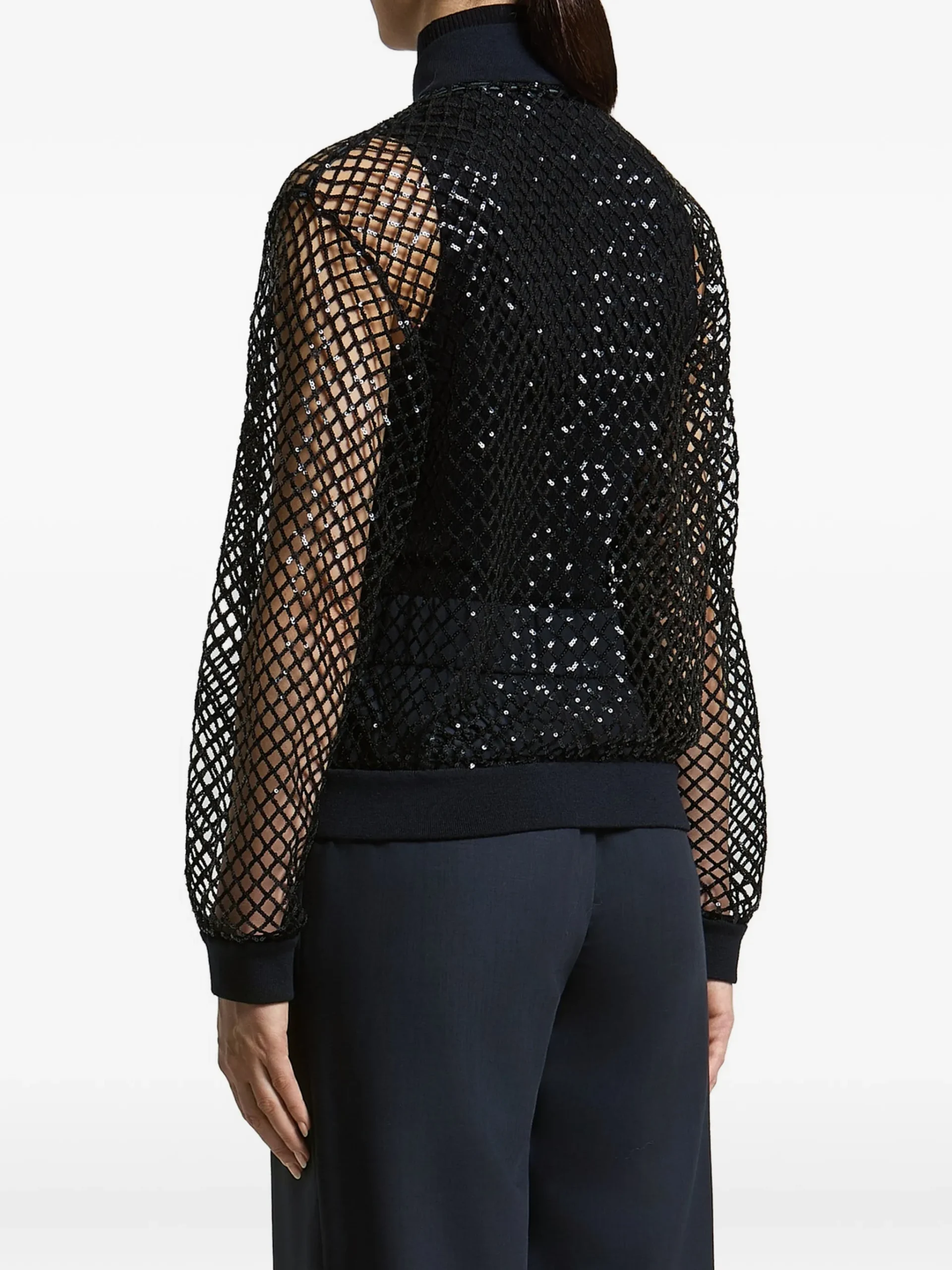 Jacheta Peserico Sequin-Embellished Mesh-Knit bleumarin - imagine 2