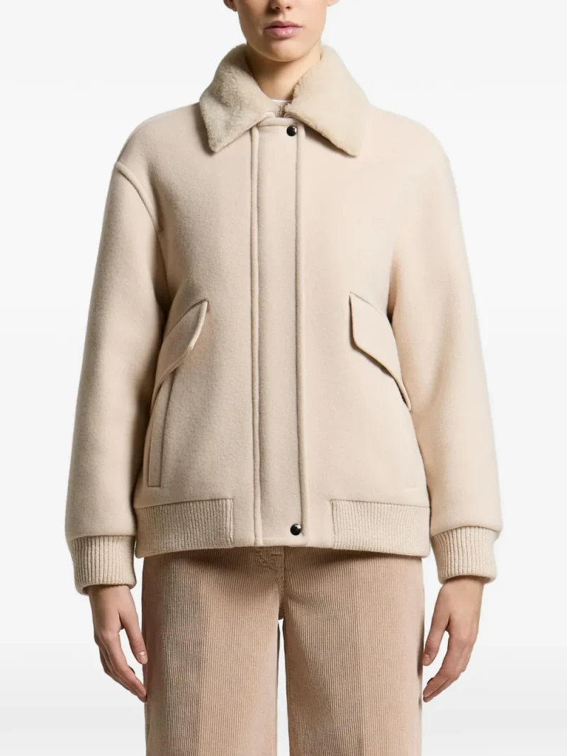 Jacheta Peserico Shearling-Collar Bomber bej