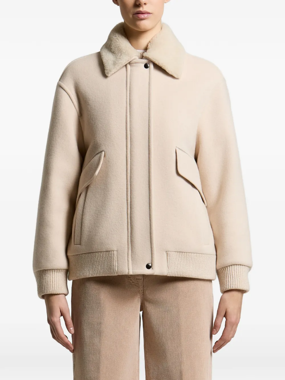 Jacheta Peserico Shearling-Collar Bomber bej