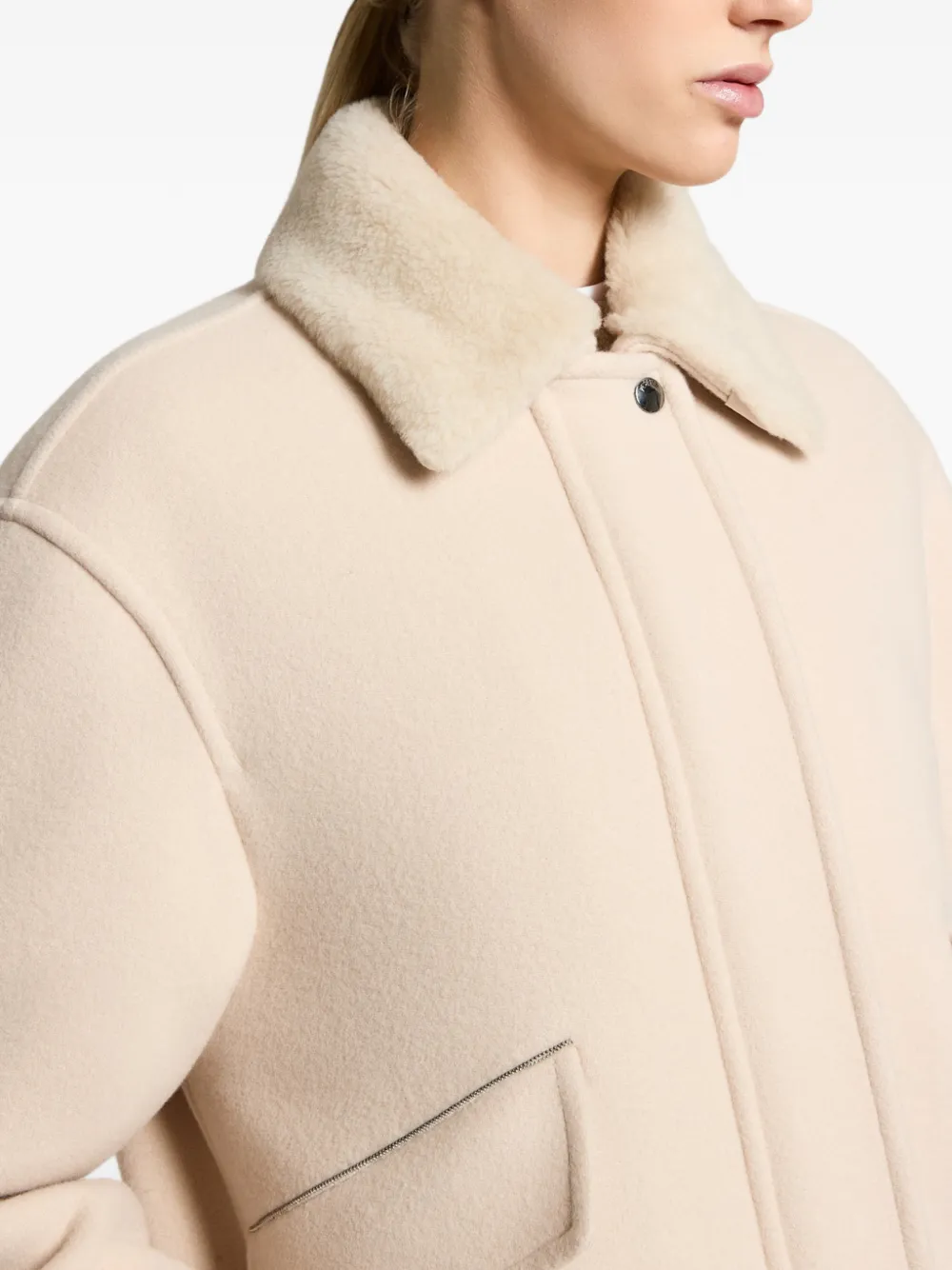 Jacheta Peserico Shearling-Collar Bomber bej - imagine 3