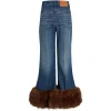 Jeans A.W.A.K.E. Mode Faux-Fur Hem Flared albastru