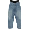Jeans The Attico Rhinestone-Embellished Layered-Waistband albastru