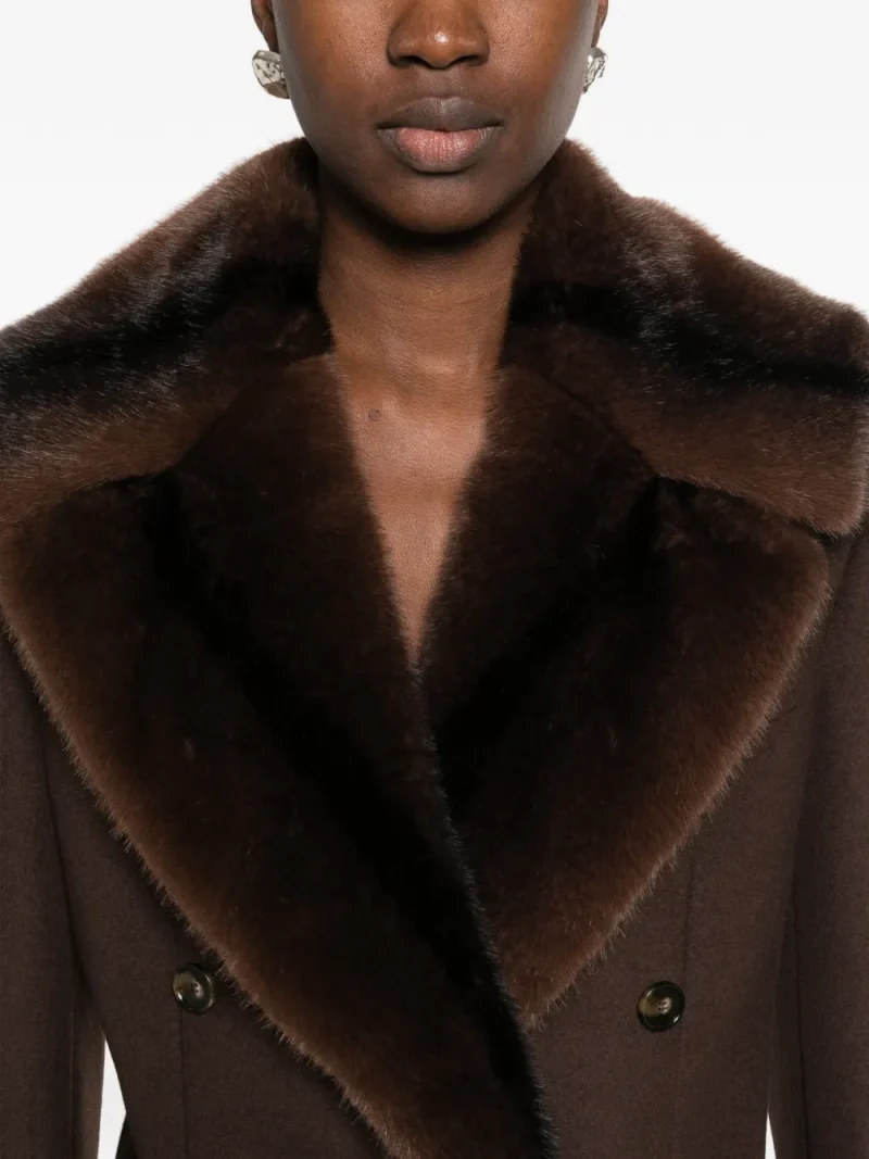 Palton Stella McCartney Double-Breasted Collar-Detail maro - imagine 5
