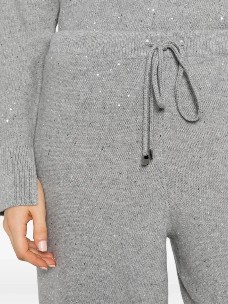 Pantaloni Antonelli Sequin-Embellished Track gri - imagine 4
