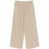 Pantaloni Juun.J Drawstring-Hem Wide-Leg bej
